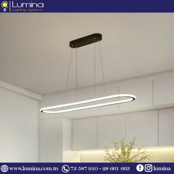 Lustre led linéaire décoratif noir 100cm - 1