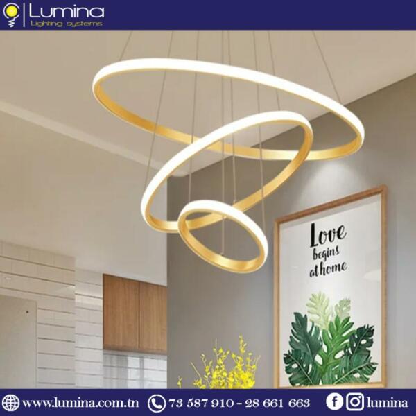 Lustre led doré 60cm design moderne - 1
