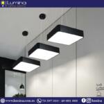 Lustre carré led noir 60cm suspendu réglable - 1