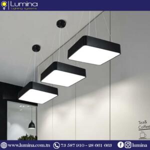 Lustre carré led noir 60cm suspendu réglable - 1