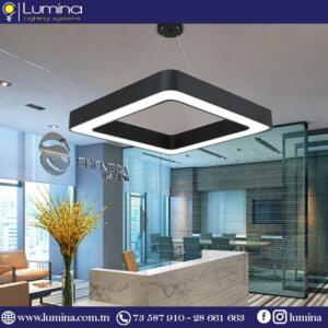 Lustre carré led noir design moderne - 1