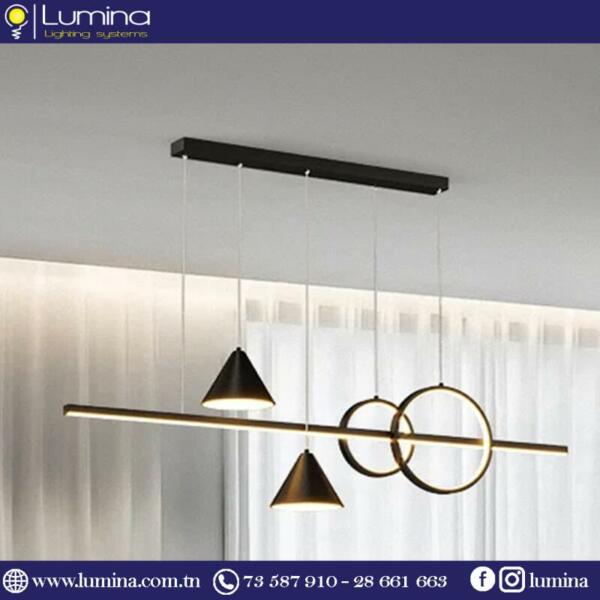Lustre led linéaire noir 90cm moderne - 1