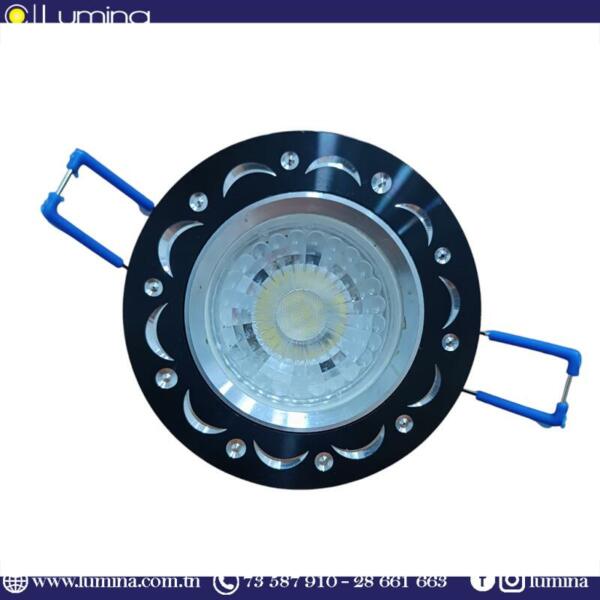 spot encastrable aluminium rond noir 80mm fixe - 1
