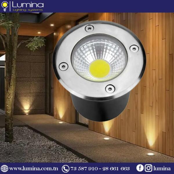 Spot encastré au sol led 5w cob ip67 jaune pour extérieur - 1