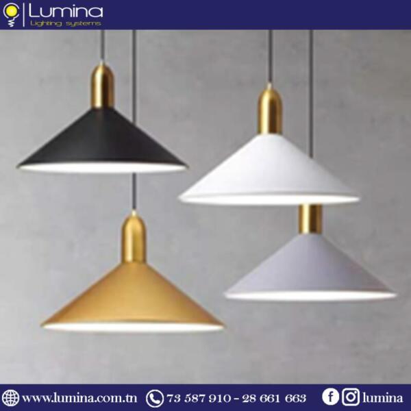 Suspension métallique dorée de 35 cm style moderne - 1