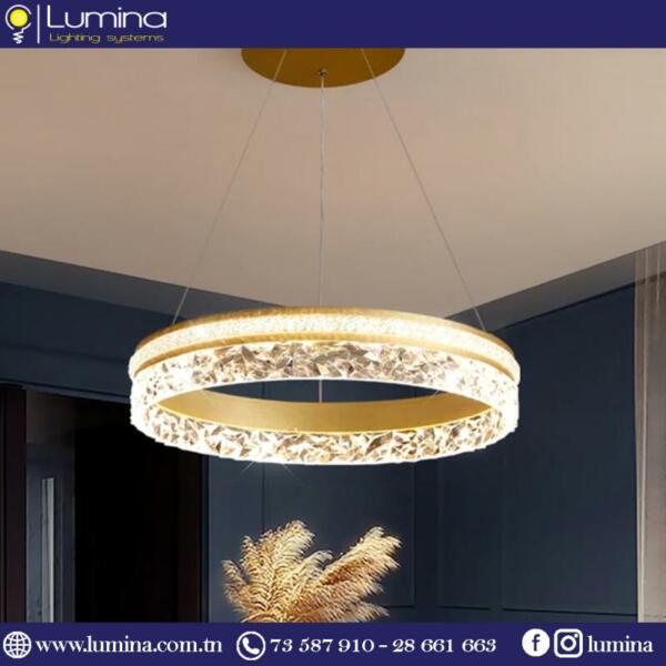 Lustre led rond doré 50cm JH118G - 1