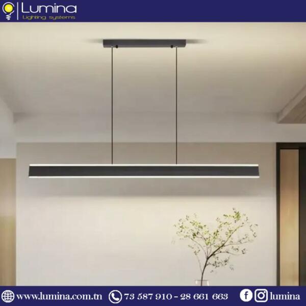 Lustre led linéaire noir moderne 120cm - 1
