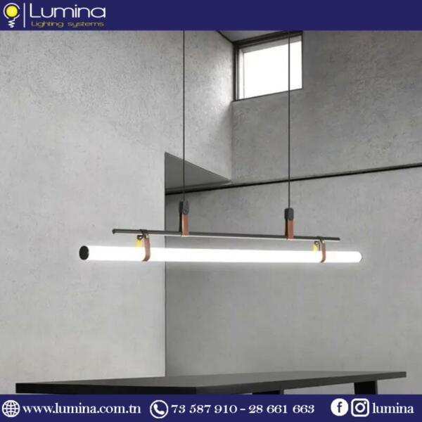 Lustre led linéaire noir 120cm au design moderne - 1