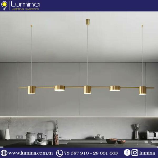 Lustre led linéaire doré moderne de 120cm pour salon - 1