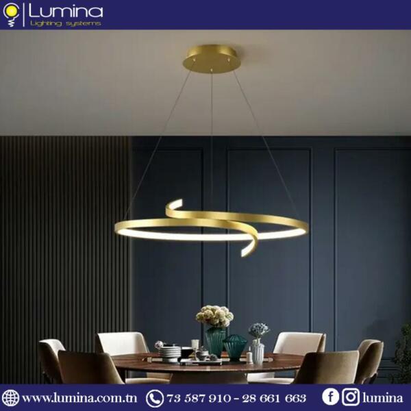 Lustre led doré de 50cm suspendu avec hauteur réglable - 1