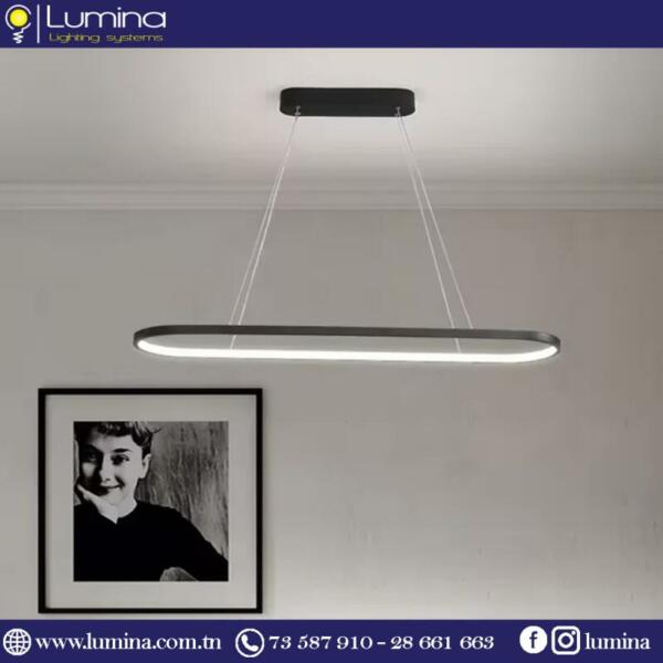 KX047-BK (Avec Cadre) Lustre led linéaire noir moderne 100cm KX047-BK - 1