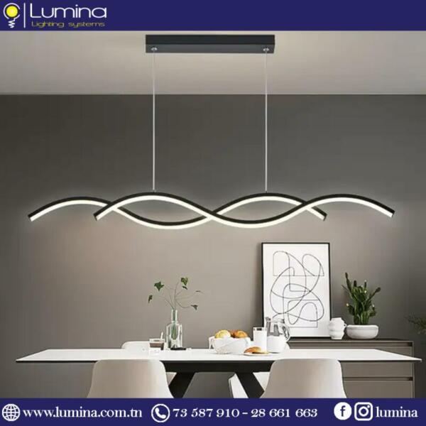 lustre led linéaire noir design moderne 90cm - 1