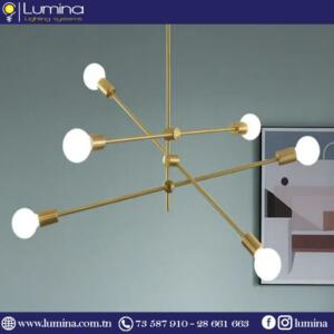 Lustre gold moderne en fer nordique à six branches - 1