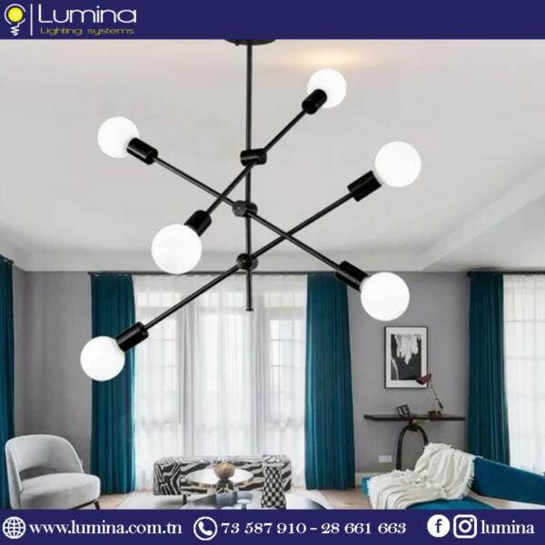 Lustre noir en fer au design nordique moderne - 1