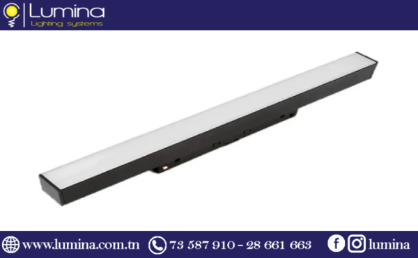 Eclairage magnetique SMD 40W 48V noir 120cm pour rail