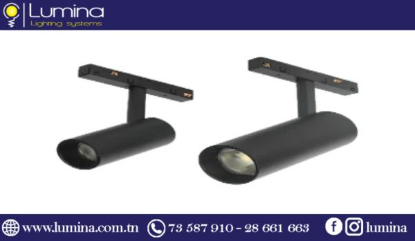 Spot sur rail magnétique noir 30W orientable 4000K