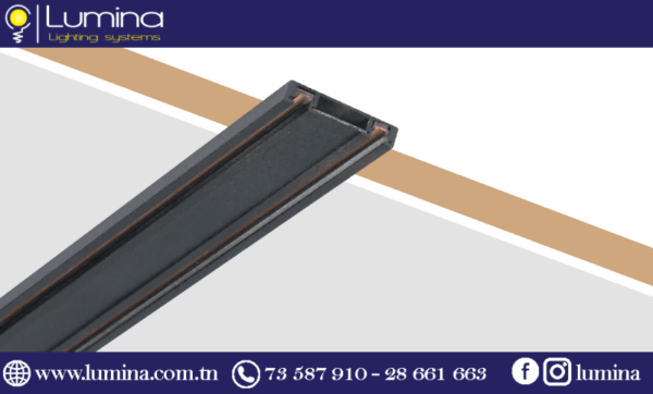 Rail magnétique apparent de 3 mètres en aluminium noir mat