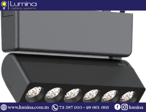 Eclairage magnétique apparent noir 12W 48V pour rail