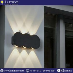 Applique LED double faisceau aluminium noir IP65 - 1