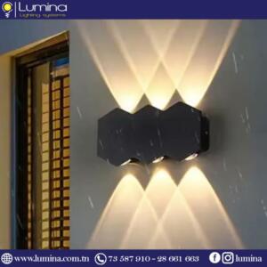 Applique murale double faisceau led 6w ip65 noir - 1