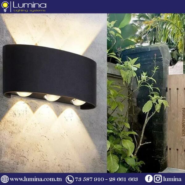 Applique murale led noire design en aluminium IP65 - 1