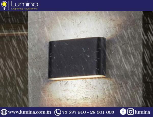 Applique murale LED noire IP65 3000K