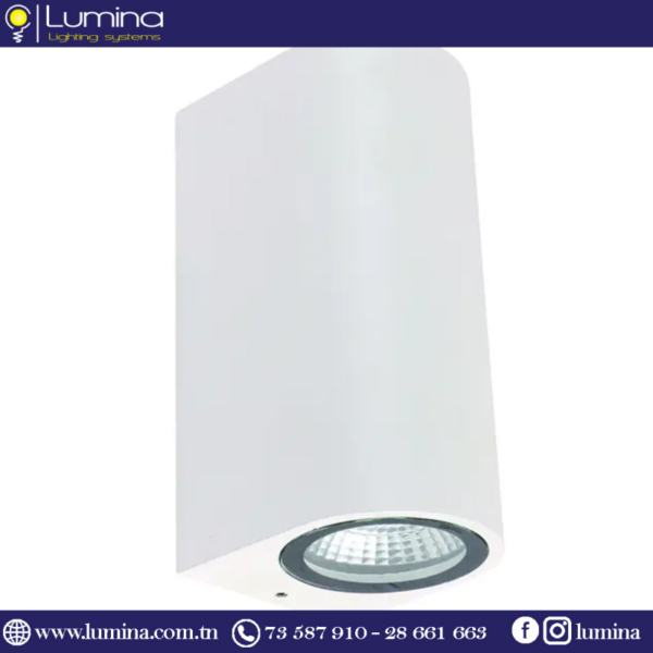 Applique murale double faisceau en aluminium blanc IP65