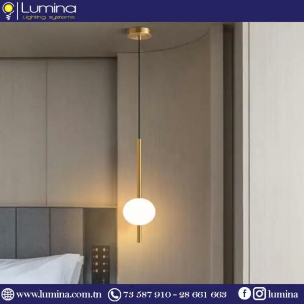 Suspension led boule verre dorée luminaire moderne - 1