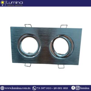 Spot encastrable double argent en aluminium de forme carrée