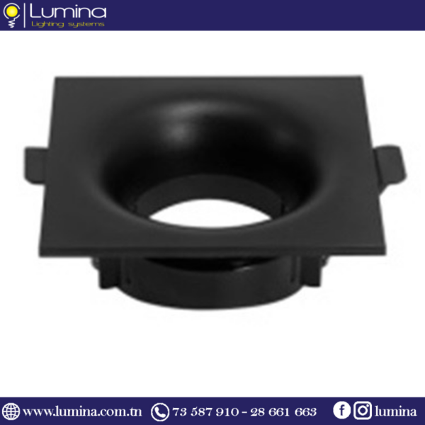 Spot encastrable carré noir en polycarbonate 85mm - 1