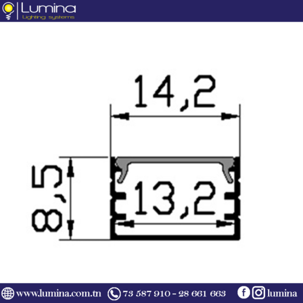 Profilé apparent aluminium noir de 3 mètres - 1