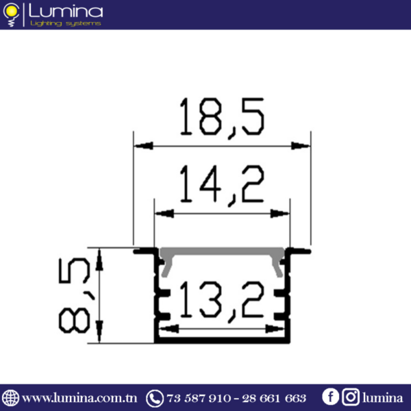 Profilé encastrable noir en aluminium pour ruban led - 1