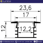 Profilé encastrable aluminium 3 mètres pxg-1204a pour rubans LED - 1