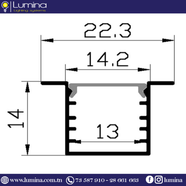 Profilé encastrable aluminium 3m pour ruban LED - 1