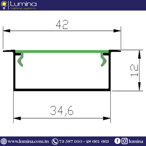 Profilé encastrable noir en aluminium 3 mètres - 1