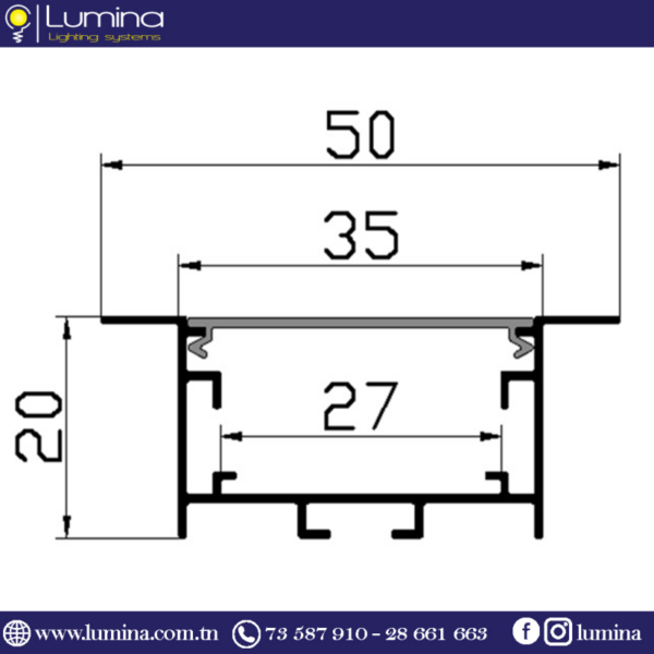 Profilé encastrable aluminium noir pour ruban LED - 1