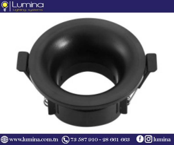 Spot encastrable noir fixe en polycarbonate