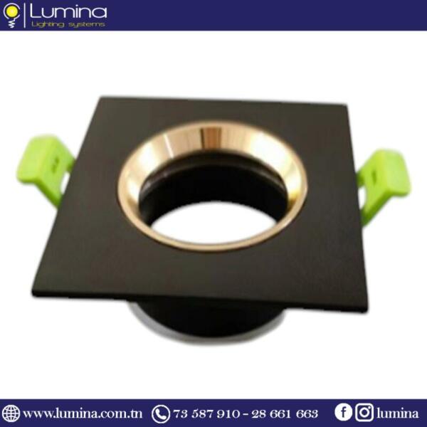 Spot encastrable carré noir et gold finition aluminium - 1