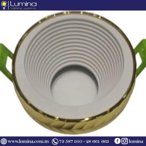 RT11-01 (Avec Cadre) Spot encastrable aluminium rond blanc et gold pour faux-plafond - 1
