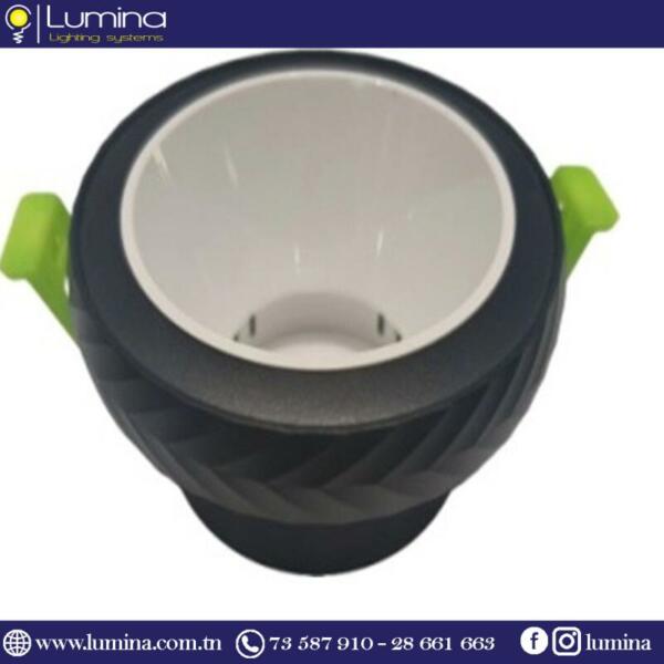 RT11-05 (Avec Cadre) Spot encastrable aluminium bicolore blanc et noir 95mm - 1