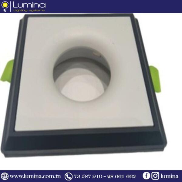 RT11-06 (Avec Cadre) Spot encastrable aluminium carré bicolore blanc et noir mat - 1