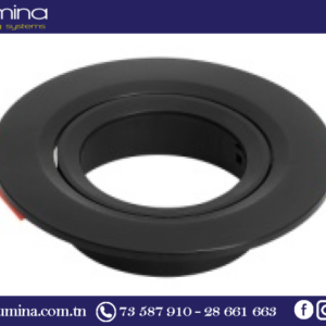 Spot rond orientable en polycarbonate noir encastré au plafond