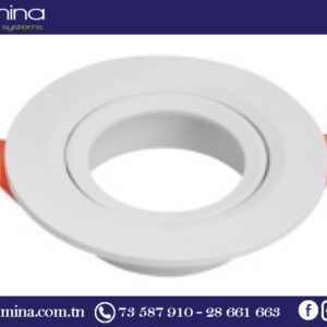 Spot rond orientable blanc en PC pour installation en faux plafond
