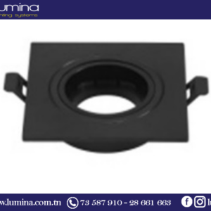 Spot encastrable carré noir orientable en polycarbonate pour plafond - 1