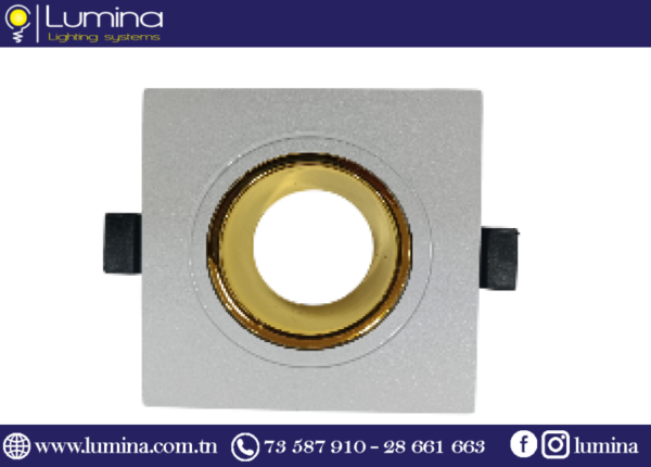 S21-01-WH/GD spot encastrable carré blanc gold orientable - 1