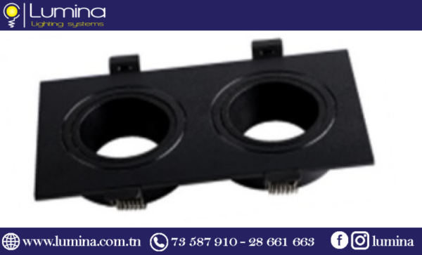 Spot encastrable double noir orientable pour faux-plafond - 1