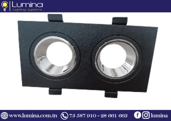 Spot encastrable noir et argent en aluminium pour faux plafond