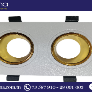 Spot encastrable double blanc et gold orientable pour faux-plafond - 1