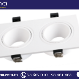 Spot encastrable carré double blanc en polycarbonate - 1