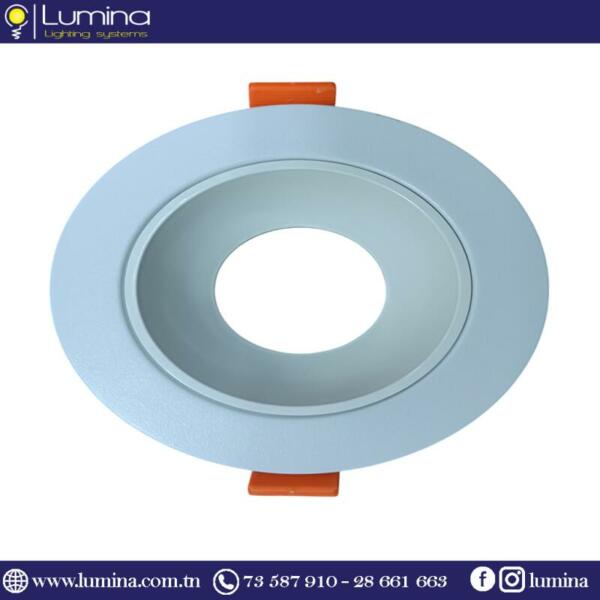 SH008R-100WH (Avec Cadre) Spot encastrable aluminium rond blanc orientable de 100mm - 1